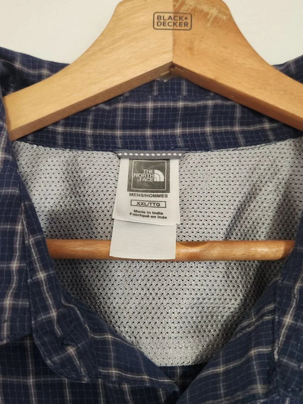 Streetwear The North Face Plaid Polo Pocket Shirt Navy Blue Men's XL